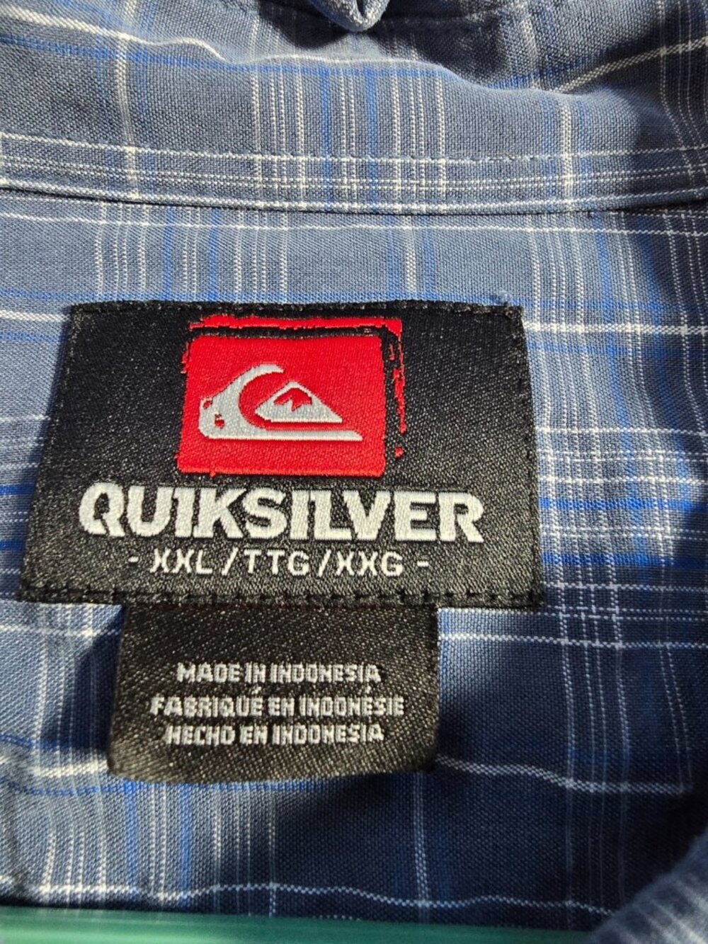 Quiksilver Men’s XXL Plaid Short Sleeve Button Up Shirt Blue Gray Surf Skate - Picture 6 of 11